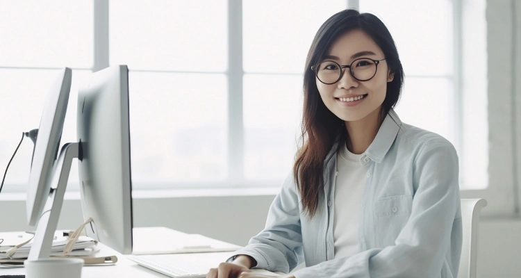 4名の男女がラップトップPCを囲んで楽しそうに会議している